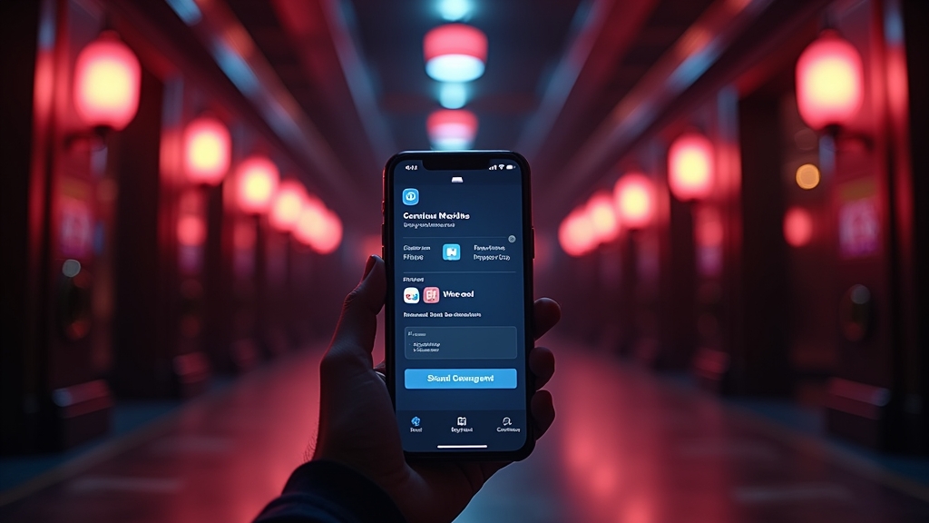 Smartphone zeigt Download-Hinweise für Android und iPhone im Casino-Design
