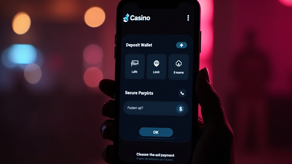 Smartphone mit Kontobereich, Einzahlung und Limit-Einstellungen in einer Casino-App